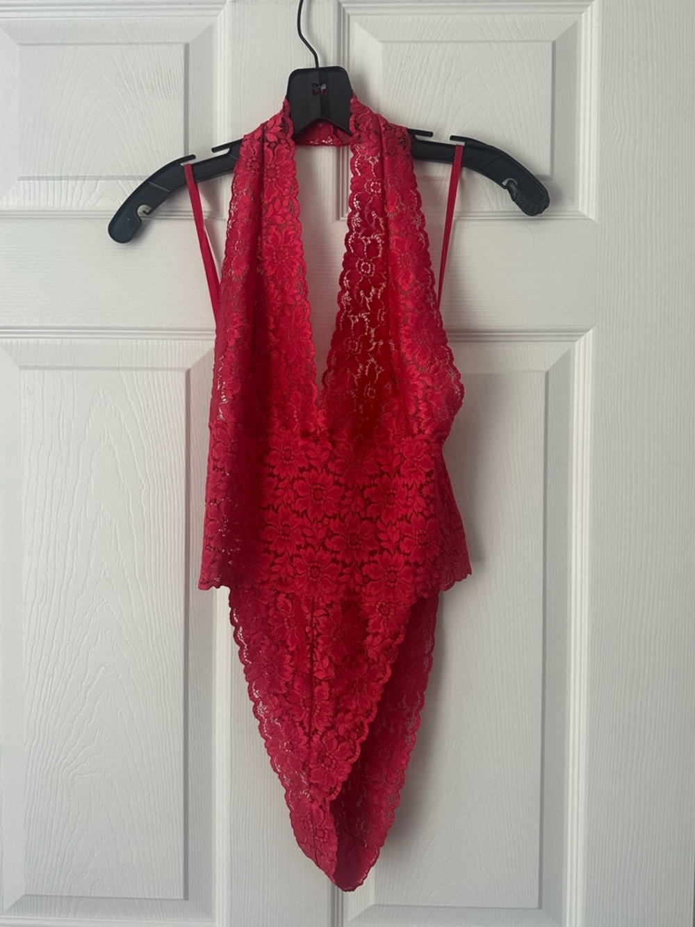 Victoria's Secret Vintage Teddy Medium Red Lace Halter Bodysuit Y2K Lingerie NEW